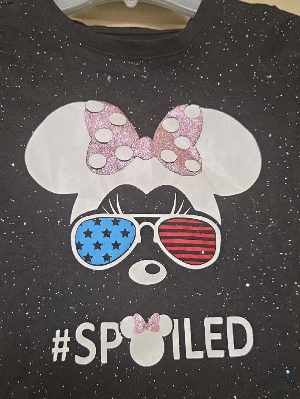 Cat & Jack Black Girls' Sparkle Minnie Tee with Pink Bow